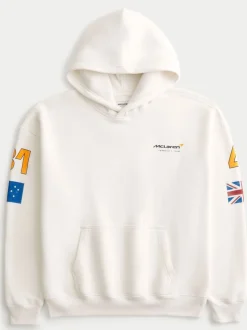 Hollister Cream McLaren Back Print Graphic Hoodie