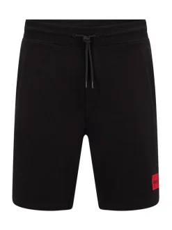 HUGO Black Contrast Logo Cotton Terry Shorts