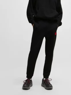 HUGO Black Logo Label Cotton Terry Joggers