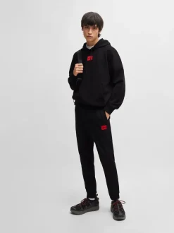 HUGO Black Logo Label Cotton Terry Joggers