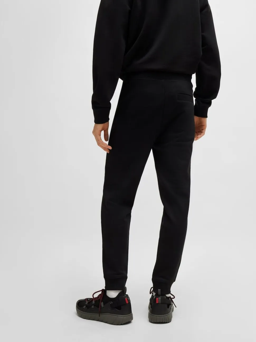 HUGO Black Logo Label Cotton Terry Joggers