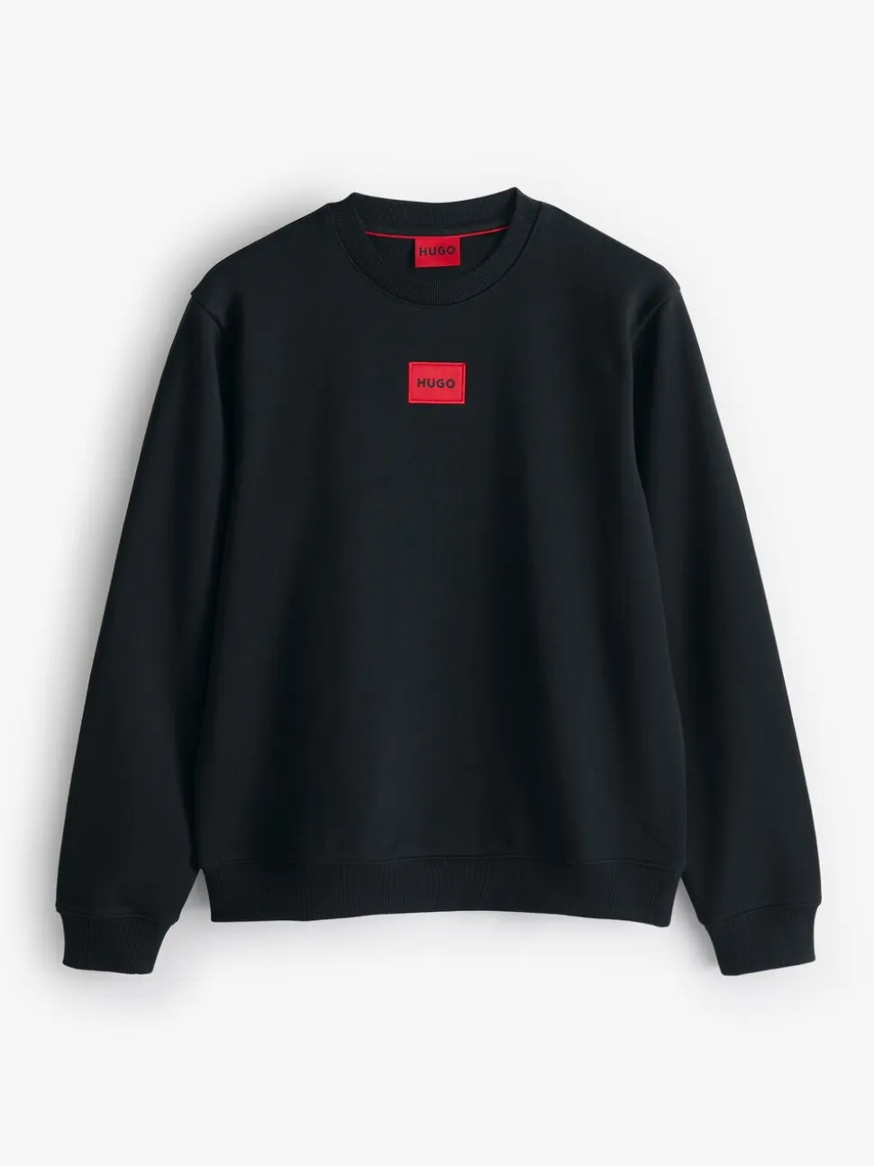 HUGO Black Logo Label Regular-Fit Terry Cotton Sweatshirt
