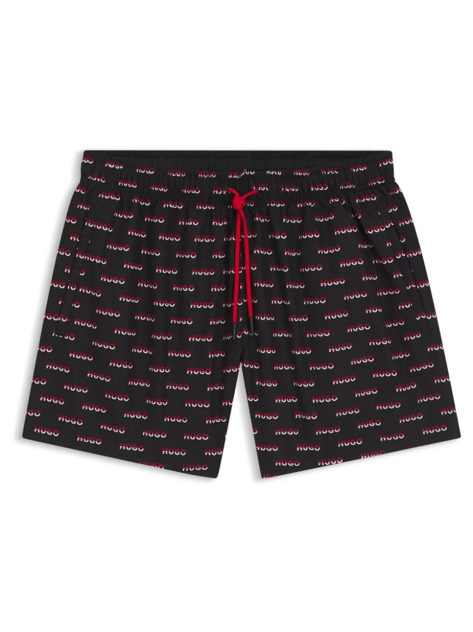 HUGO Black Logo Print Swim Shorts