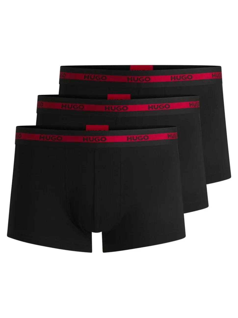 HUGO Black Logo Waistband Stretch Cotton Trunks 3 Pack