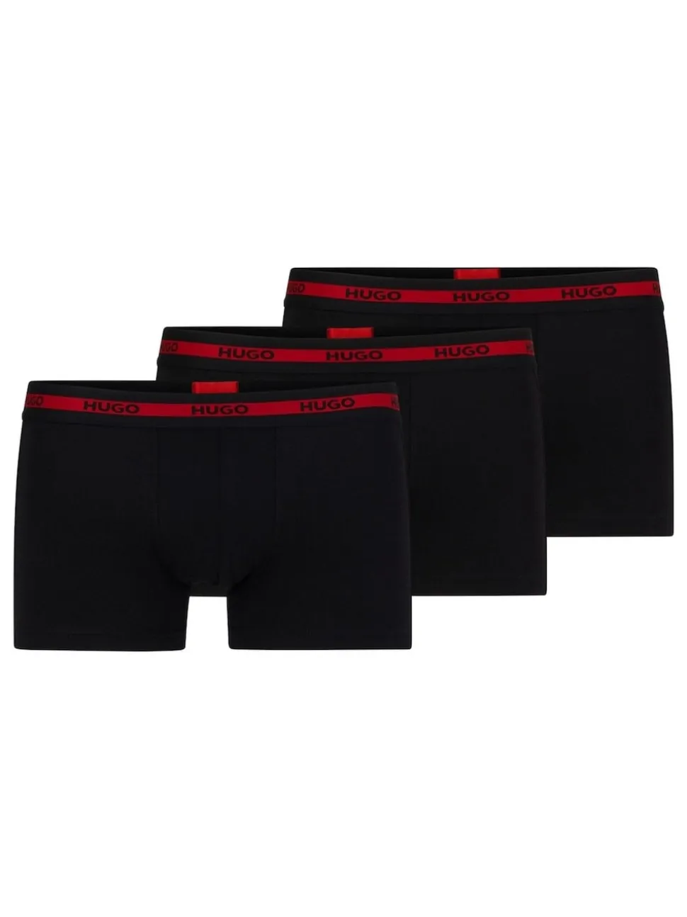 HUGO Black Logo Waistband Stretch Cotton Trunks 3 Pack