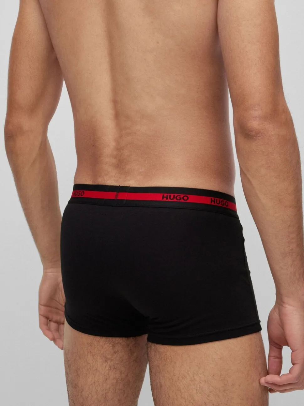 HUGO Black Logo Waistband Stretch Cotton Trunks 3 Pack