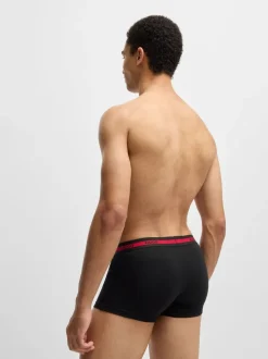 HUGO Black Logo Waistband Stretch Cotton Trunks 3 Pack