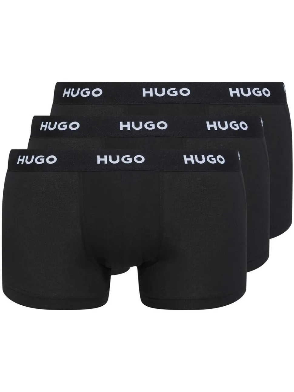 HUGO Black Logo-Waistband Stretch Cotton Trunks 3 Pack
