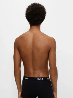 HUGO Black Logo-Waistband Stretch Cotton Trunks 3 Pack
