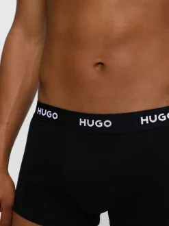 HUGO Black Logo-Waistband Stretch Cotton Trunks 3 Pack