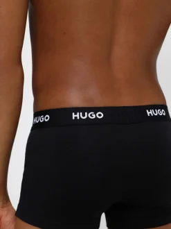 HUGO Black Logo-Waistband Stretch Cotton Trunks 3 Pack