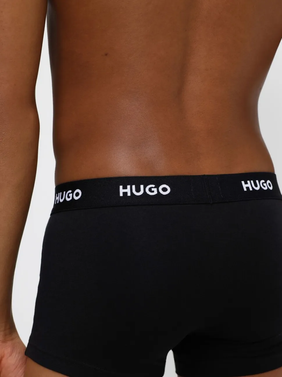 HUGO Black Logo-Waistband Stretch Cotton Trunks 3 Pack