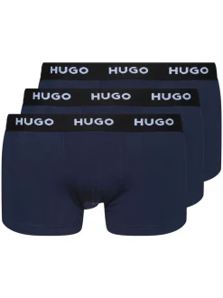 HUGO Blue Logo-Waistband Stretch Cotton Trunks 3 Pack
