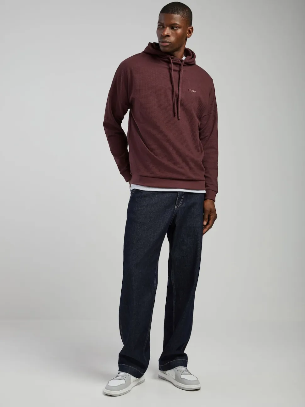 HUGO Brown Waffle Hoodie