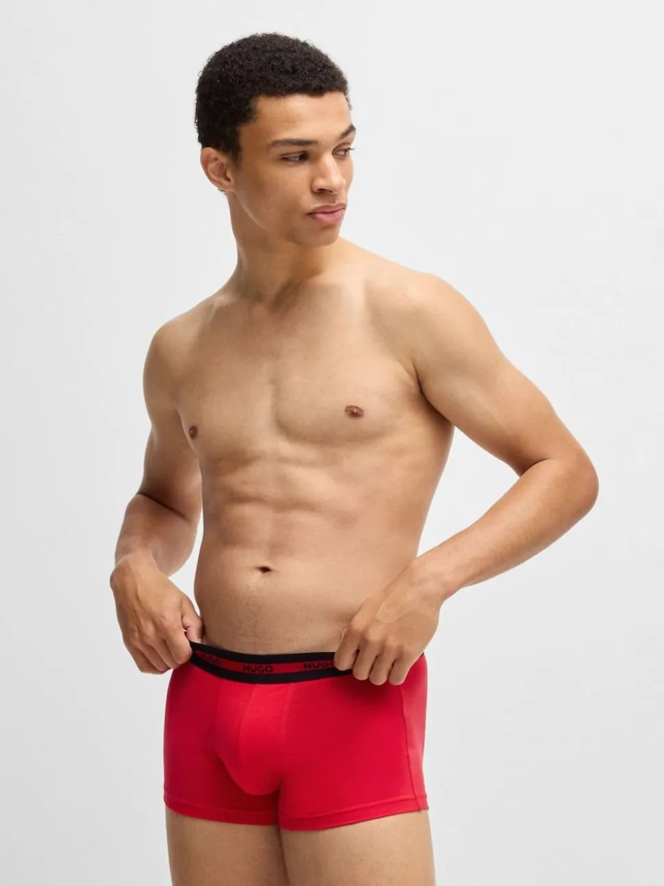 HUGO Red Logo Waistband Stretch Cotton Trunks 3 Pack