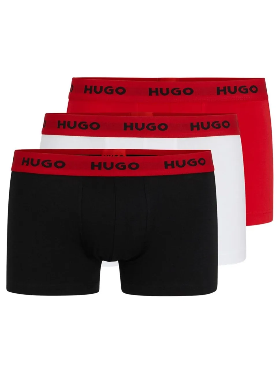 HUGO Red Logo-Waistband Stretch Cotton Trunks 3 Pack