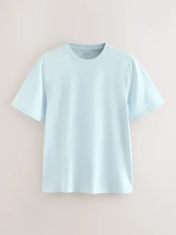 Ice Blue Regular Fit Essential Crew Neck Cotton T-Shirt