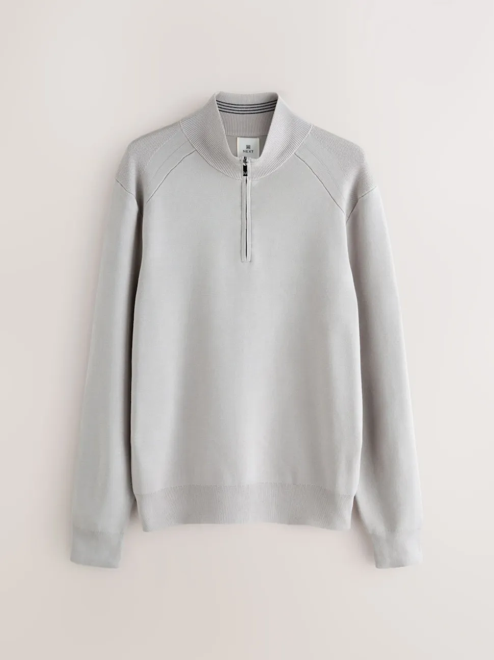 Ice Grey Plain N.Premium Slim Fit Premium Viscose Quarter Zip Neck Jumper
