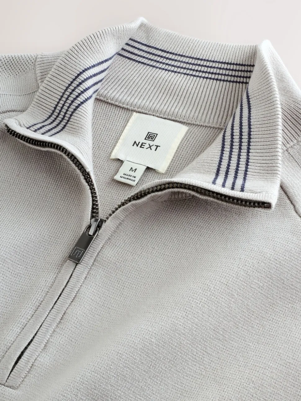 Ice Grey Plain N.Premium Slim Fit Premium Viscose Quarter Zip Neck Jumper