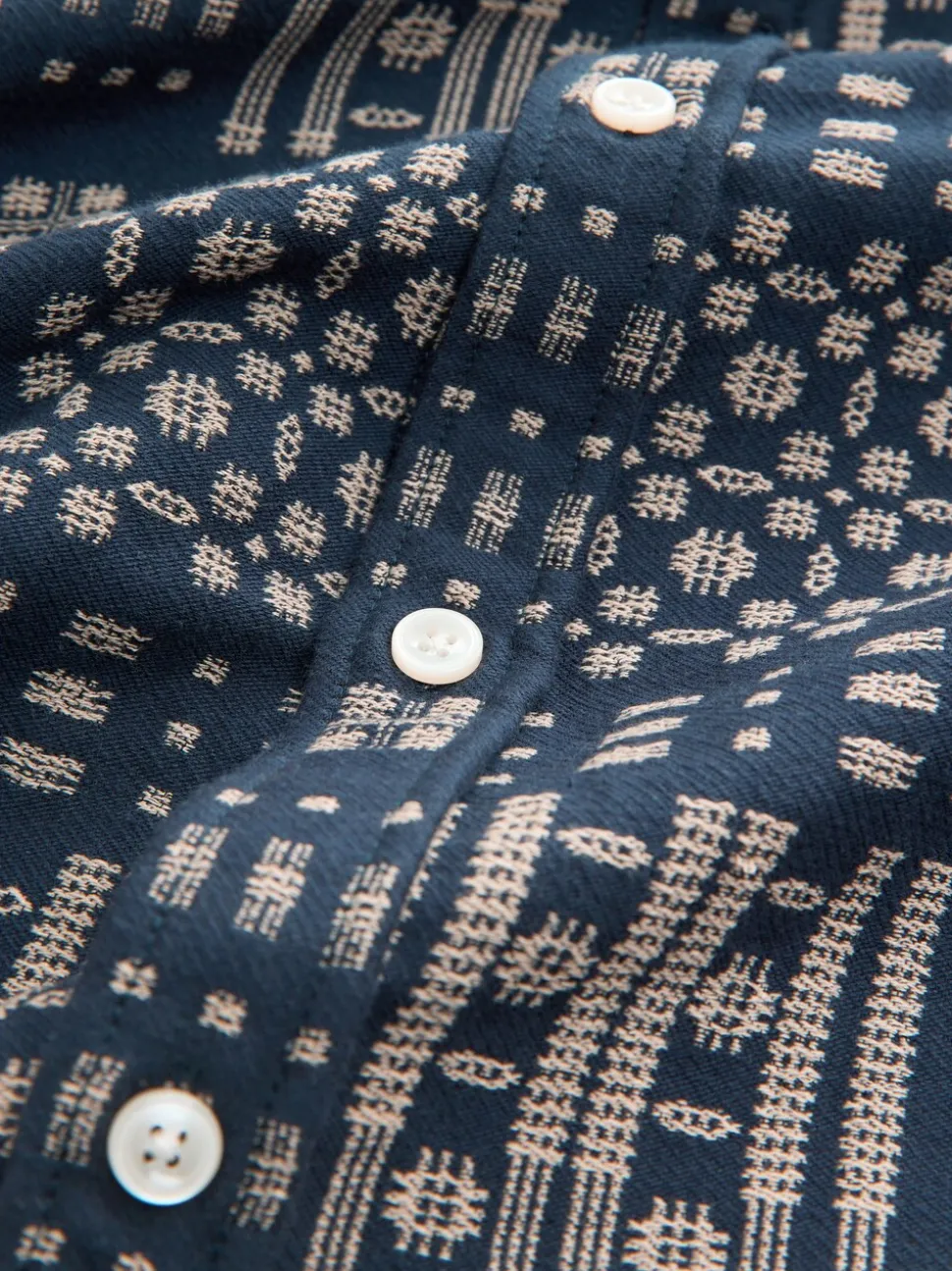 Indigo Blue Jacquard Textured Long Sleeve Shirt