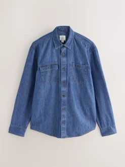 Indigo Blue Long Sleeve Denim Shirt
