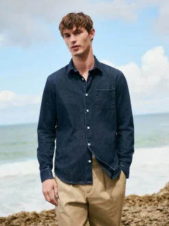 Indigo Blue Long Sleeve Denim Shirt