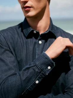 Indigo Blue Long Sleeve Denim Shirt