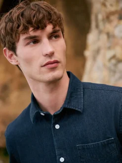 Indigo Blue Long Sleeve Denim Shirt