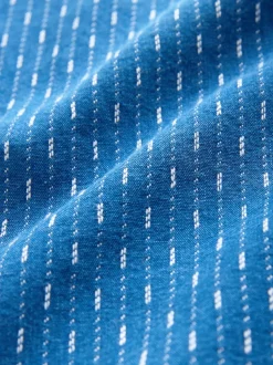 Indigo Blue Printed Textured Long Sleeve Shirt