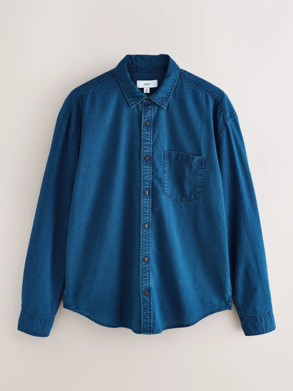 Indigo Blue Seersucker Denim Style Long Sleeve Shirt