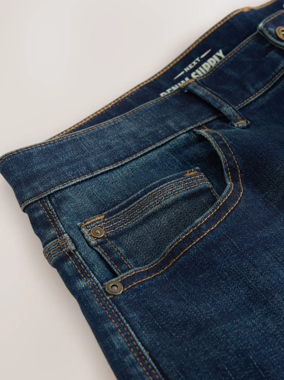 Indigo Blue Straight Fit Authentic Stretch Denim Jeans