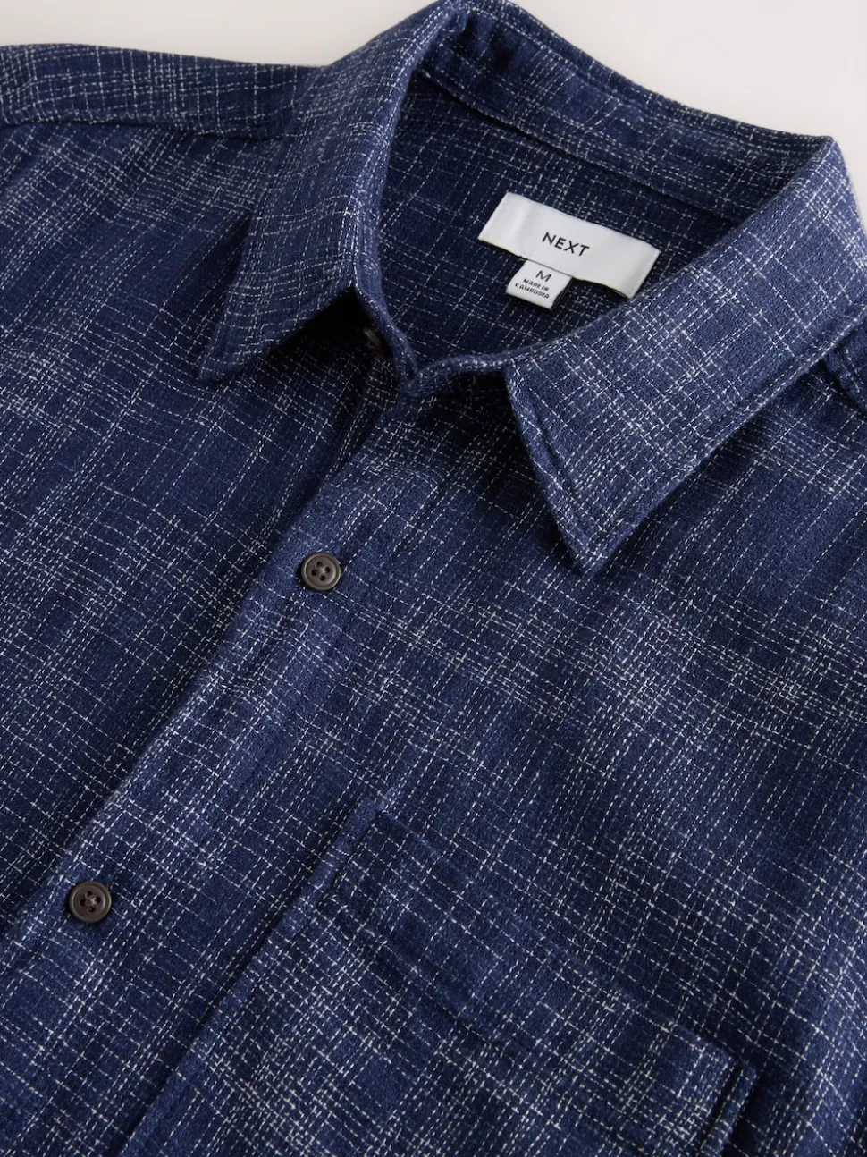 Indigo Blue Textured Crosshatch Short Sleeve Shirt