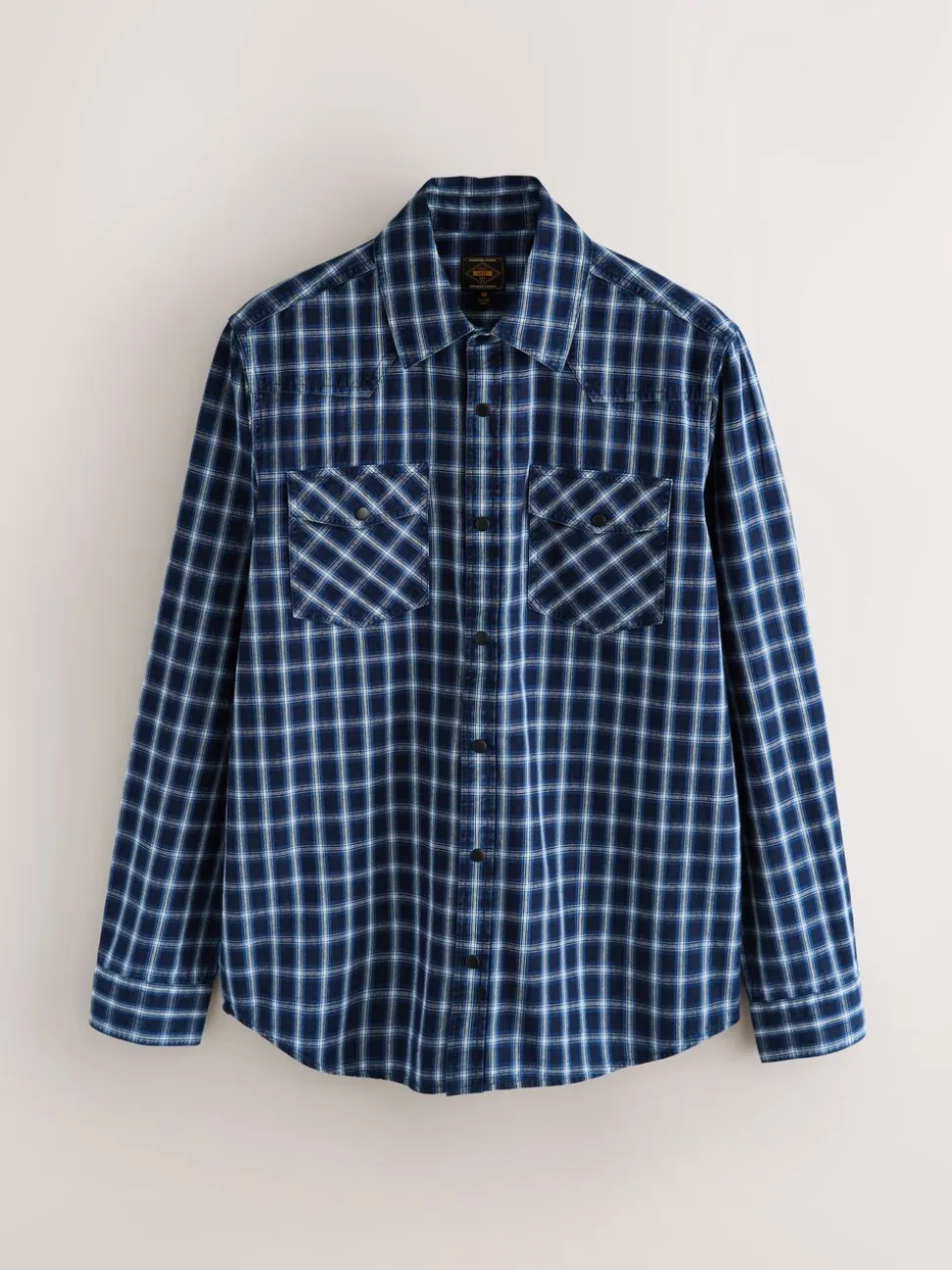 Indigo Blue Western Style Long Sleeve Checked Shirt