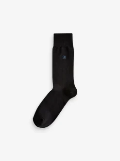 Initials Black Embroidered Lasting Fresh Socks 10 Pack
