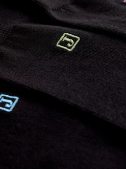 Initials Black Embroidered Lasting Fresh Socks 10 Pack