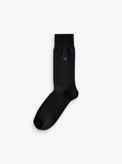 Initials Black Embroidered Lasting Fresh Socks 10 Pack