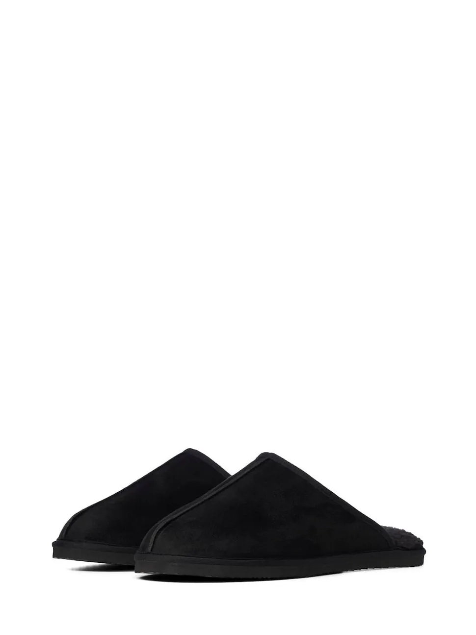 Jack & Jones Black Fleece Lined Mule Slippers