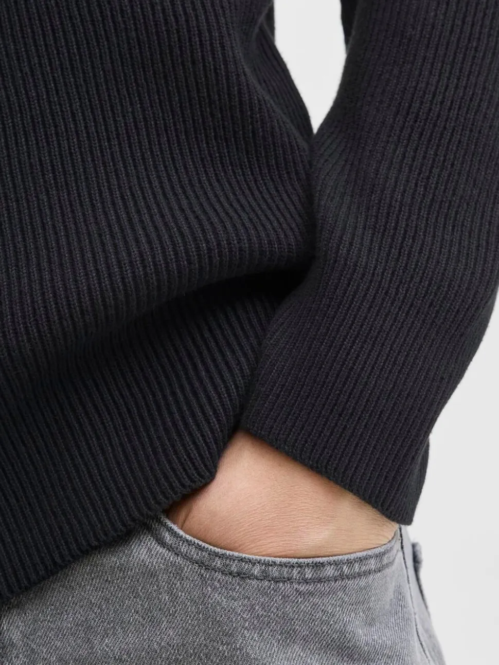 JACK & JONES Black High Neck Knit Cardigan