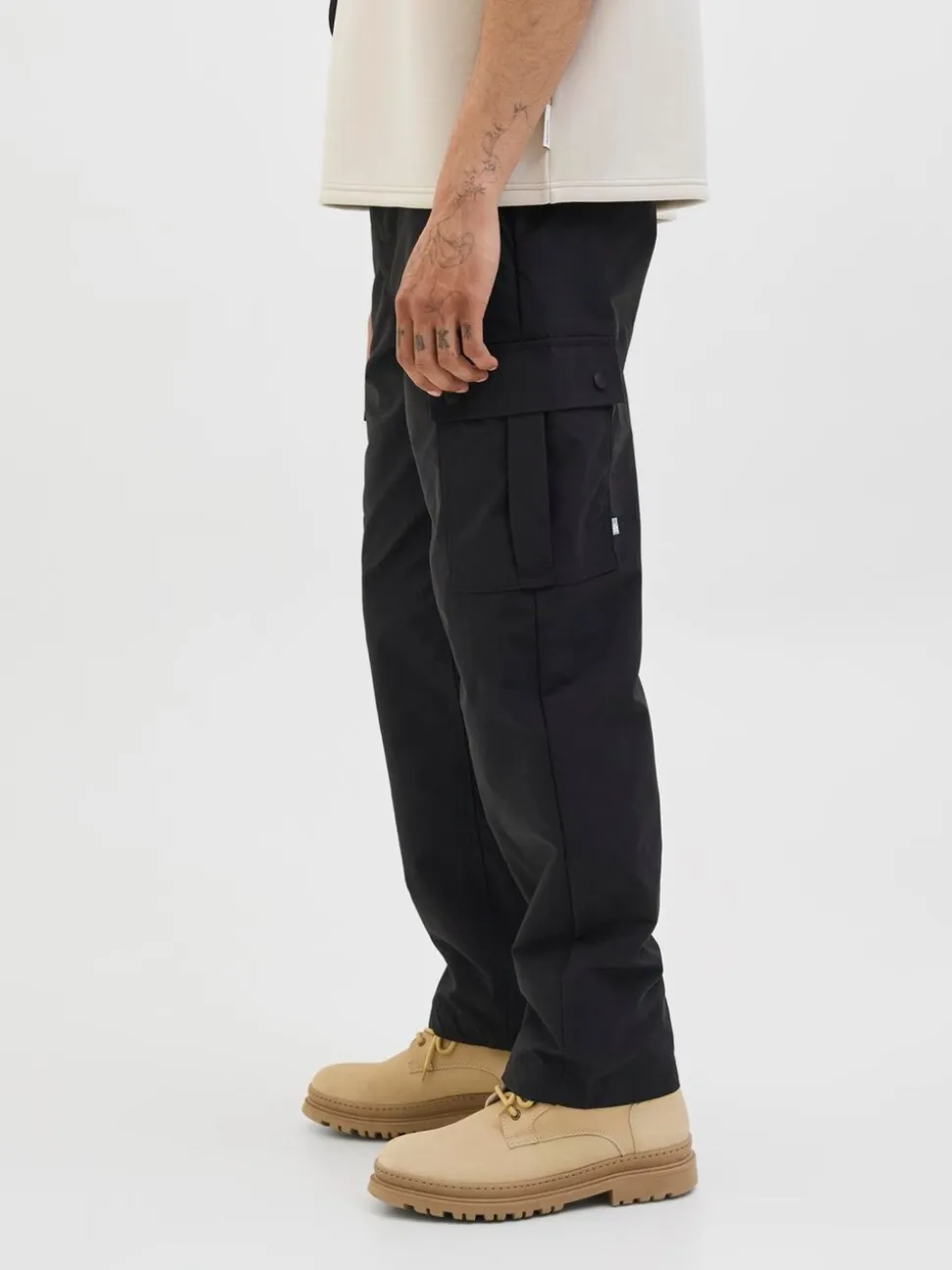 JACK & JONES Black Karl Loose Fit Tech Cargo Trousers