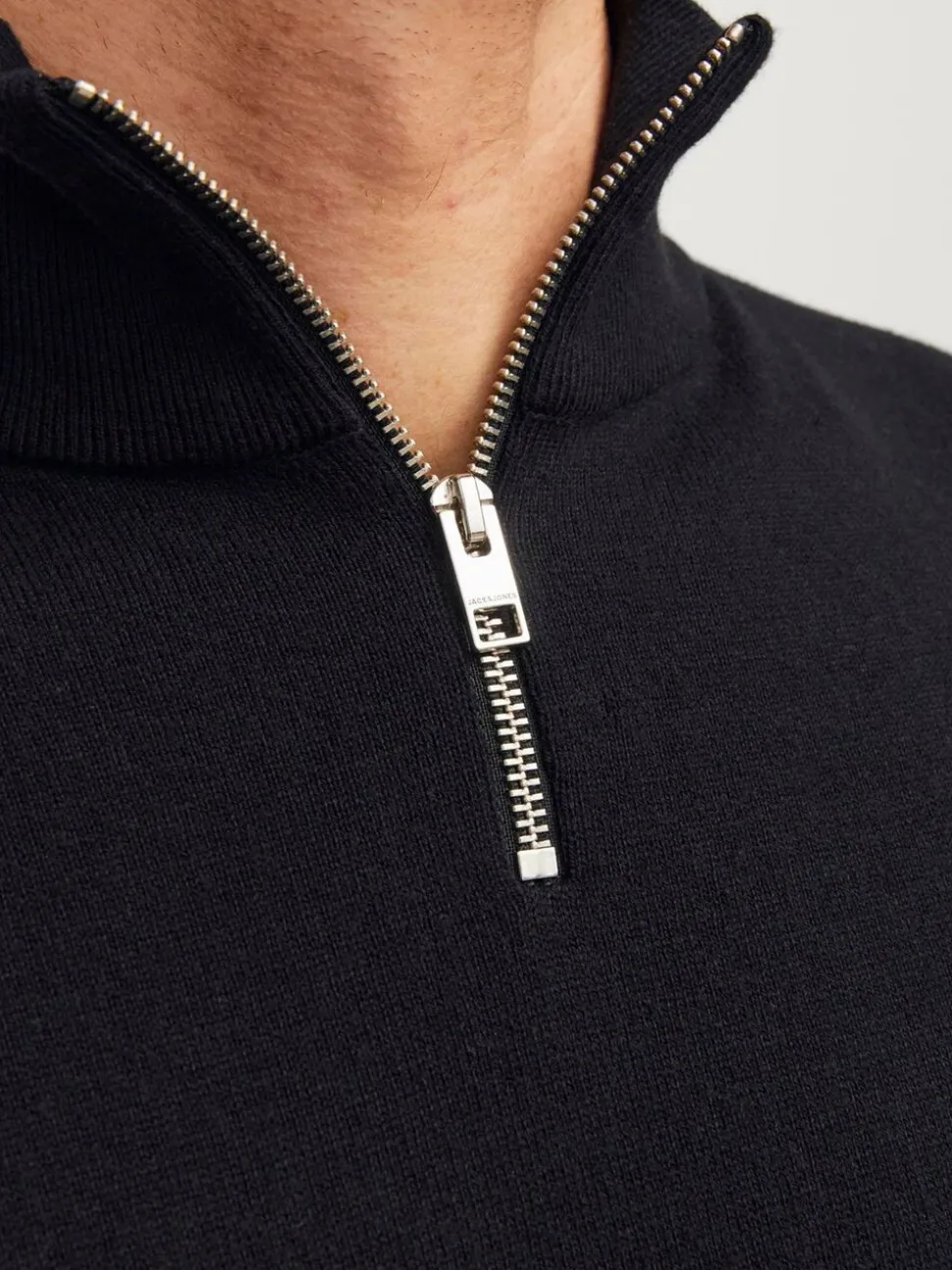 JACK & JONES Black Quarter Zip Knitted Jumper