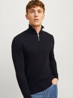 JACK & JONES Black Quarter Zip Knitted Jumper