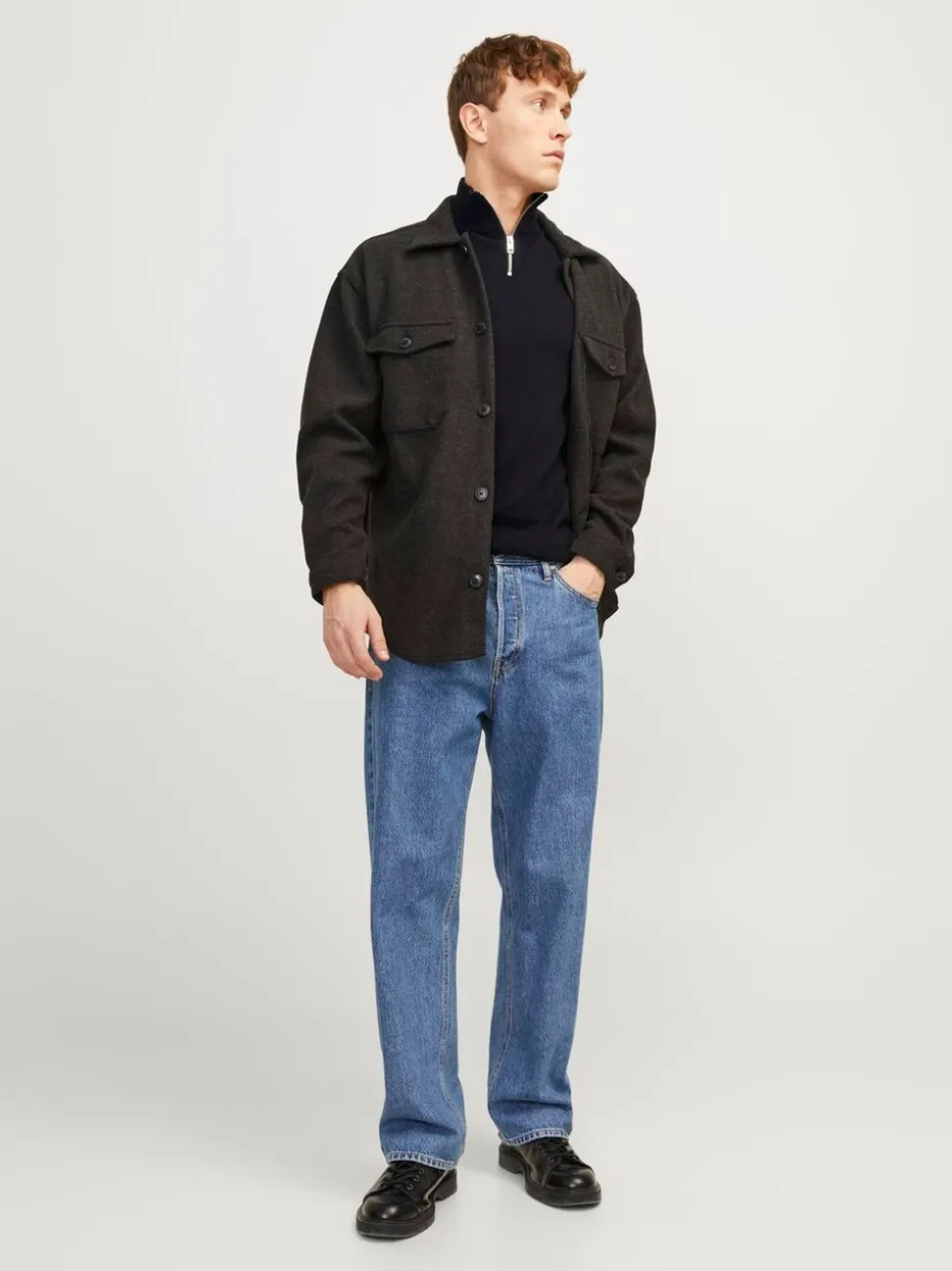 JACK & JONES Black Quarter Zip Knitted Jumper