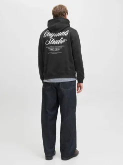 JACK & JONES Black Relaxed Fit Back Print Hoodie