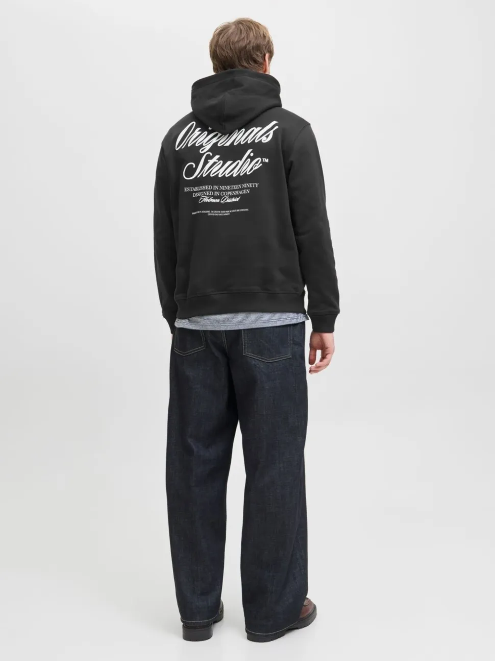 JACK & JONES Black Relaxed Fit Back Print Hoodie