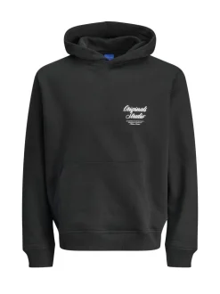 JACK & JONES Black Relaxed Fit Back Print Hoodie