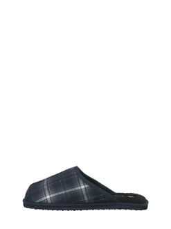JACK & JONES Blue Check Fleece Lined Mule Slippers