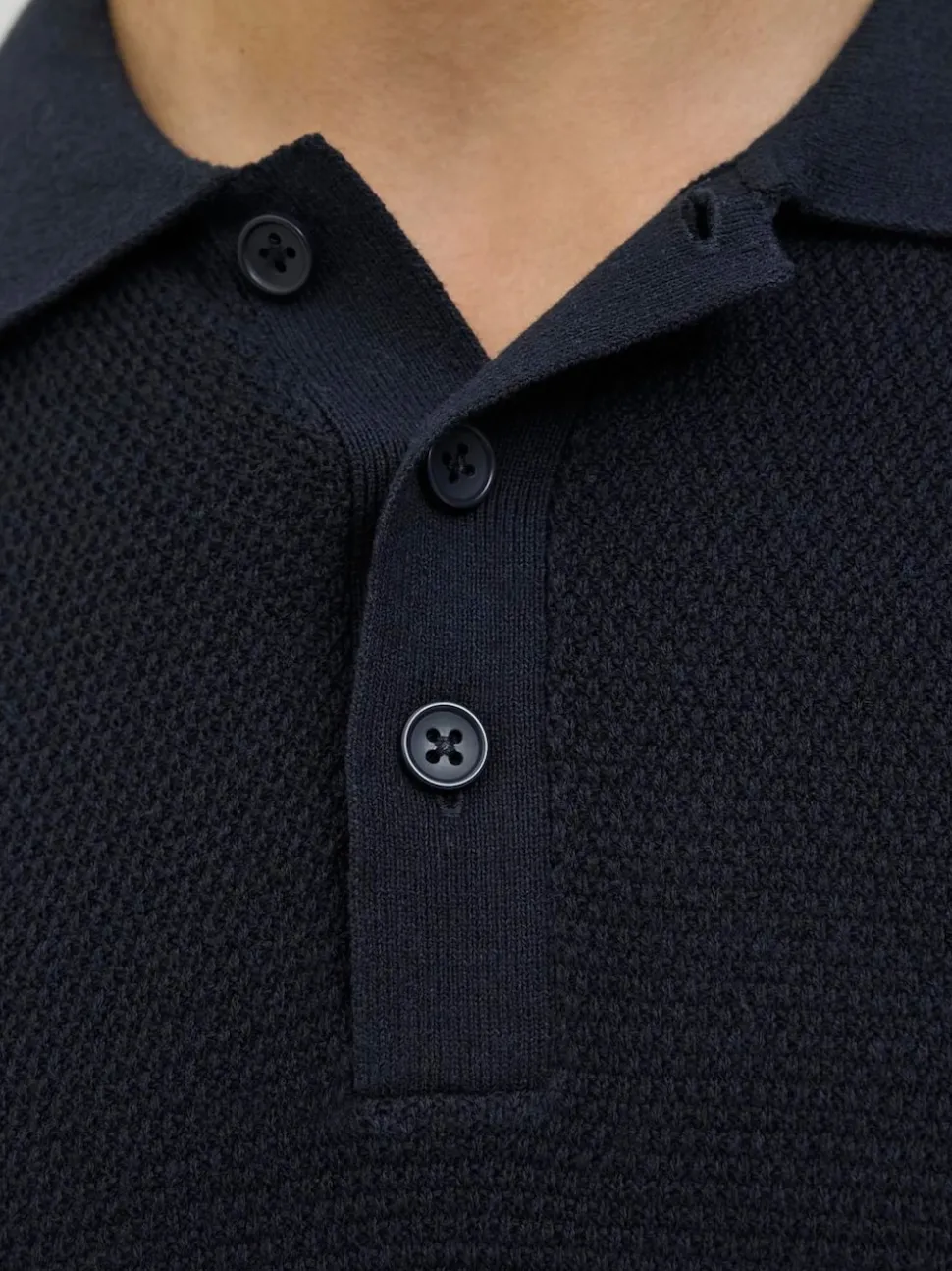 JACK & JONES Blue Long Sleeve Knit Polo Shirt