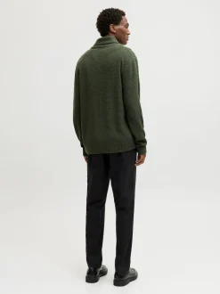 JACK & JONES Green Cable Knit Shawl Cardigan