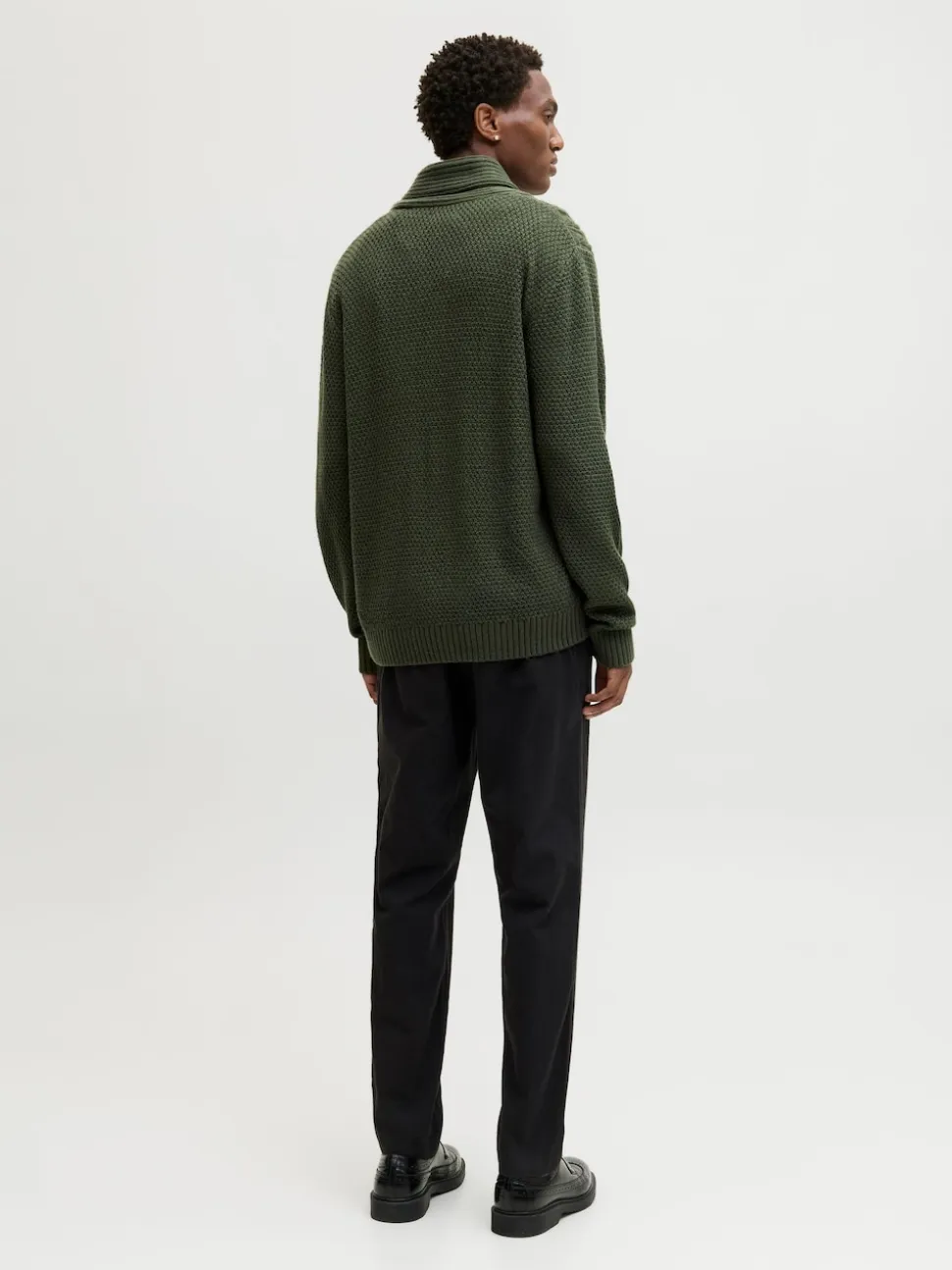 JACK & JONES Green Cable Knit Shawl Cardigan