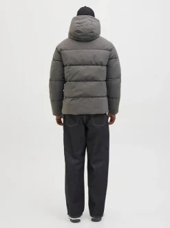 JACK & JONES Grey Hooded Puffer Jacket